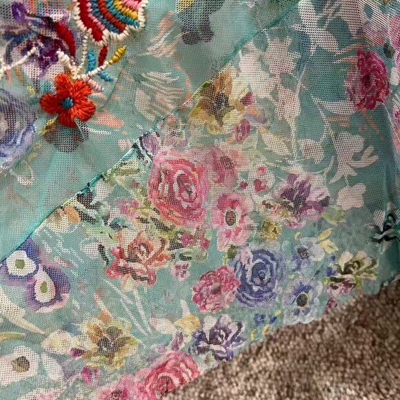 $458 NWT Johnny Was BIYA Forever Flower Floral Mesh Embroidered Maxi Dress S - Picture 13 of 16